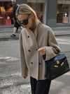 Manteau kaki oversized à double boutonnage - vêtement extérieur tendance pour femmes