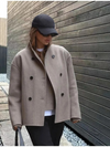 Manteau kaki oversized à double boutonnage - vêtement extérieur tendance pour femmes