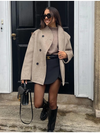 Manteau kaki oversized à double boutonnage - vêtement extérieur tendance pour femmes