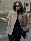 Manteau kaki oversized à double boutonnage - vêtement extérieur tendance pour femmes