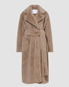 Manteau long en fausse fourrure - vêtement douillet pour femmes avec ceinture