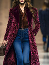 Manteau long en velours imprimé léopard - vêtements d'extérieur élégants pour femmes