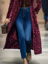 Manteau long en velours imprimé léopard - vêtements d'extérieur élégants pour femmes