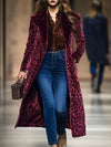 Manteau long en velours imprimé léopard - vêtements d'extérieur élégants pour femmes