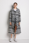 Manteau long imprimé - élégante veste imprimée pour femmes