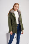 Manteau parka avec capuche et fourrure synthétique - veste d'hiver chaude pour femmes