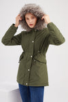 Manteau parka avec capuche et fourrure synthétique - veste d'hiver chaude pour femmes