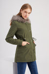 Manteau parka avec capuche et fourrure synthétique - veste d'hiver chaude pour femmes