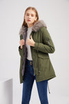 Manteau parka avec capuche et fourrure synthétique - veste d'hiver chaude pour femmes