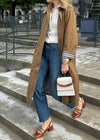 Manteau trench - élégant manteau khaki pour femmes avec doublure à carreaux