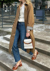 Manteau trench - élégant manteau khaki pour femmes avec doublure à carreaux