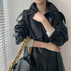 Manteau trench en cuir - élégant manteau long pour femmes