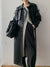 Manteau trench en cuir - élégant manteau long pour femmes