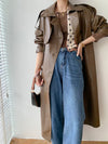 Manteau trench en cuir - élégant manteau long pour femmes