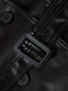 Manteau trench en cuir - manteau noir long et élégant pour femme