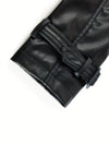 Manteau trench en cuir - manteau noir long et élégant pour femme