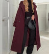 Manteau trench en laine - élégant manteau long rouge pour femmes