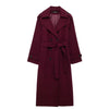 Manteau trench en laine - élégant manteau long rouge pour femmes