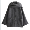 Manteau tricoté - vêtement d'extérieur tendance avec écharpe pour femmes