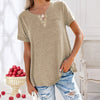 T-shirt décontracté femme à manches courtes avec boutons - top quotidien cosy pour ladies