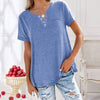 T-shirt décontracté femme à manches courtes avec boutons - top quotidien cosy pour ladies