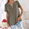 T-shirt décontracté femme à manches courtes avec boutons - top quotidien cosy pour ladies