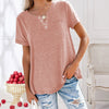 T-shirt décontracté femme à manches courtes avec boutons - top quotidien cosy pour ladies