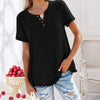 T-shirt décontracté femme à manches courtes avec boutons - top quotidien cosy pour ladies