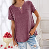 T-shirt décontracté femme à manches courtes avec boutons - top quotidien cosy pour ladies