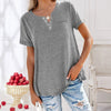 T-shirt décontracté femme à manches courtes avec boutons - top quotidien cosy pour ladies