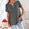 T-shirt décontracté femme à manches courtes avec boutons - top quotidien cosy pour ladies