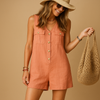 Jumpsuit femme avec détails boutons - combinaison en coton élégante sans manches pour vos sorties décontractées