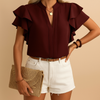 Blouse élégante à manches volantées pour femmes - top léger pour le quotidien ou le travail