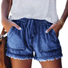 Shorts en denim femme avec taille élastique - style décontracté pour l'été