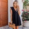 Robe en coton casual pour femmes - mini robe aérienne avec manches volantes et détails en broderie pour sorties estivales