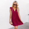 Robe en coton casual pour femmes - mini robe aérienne avec manches volantes et détails en broderie pour sorties estivales