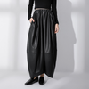 Pantalon en cuir large taille haute - pantalon noir femme