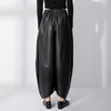 Pantalon en cuir large taille haute - pantalon noir femme