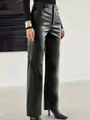 Pantalon en cuir - pantalon noir taille haute pour femmes