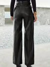Pantalon en cuir - pantalon noir taille haute pour femmes