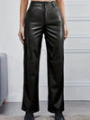 Pantalon en cuir - pantalon noir taille haute pour femmes