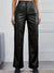Pantalon en cuir - pantalon noir taille haute pour femmes