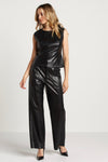 Pantalon en cuir vegan - élégantes pantalons noirs pour femmes