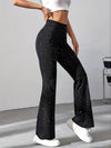 Pantalon évasé noir pailleté pour femmes - une allure chic et décontractée