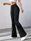 Pantalon évasé noir pailleté pour femmes - une allure chic et décontractée