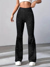Pantalon évasé noir pailleté pour femmes - une allure chic et décontractée