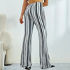 Pantalon large rayé - noir et blanc, flares pour femmes
