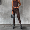 Pantalons cargo en simili cuir - élégants pantalons noirs pour femmes