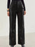 Pantalons en cuir large - chic noir pour femmes