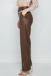 Pantalons en simili cuir - pantalons larges taille haute pour femme